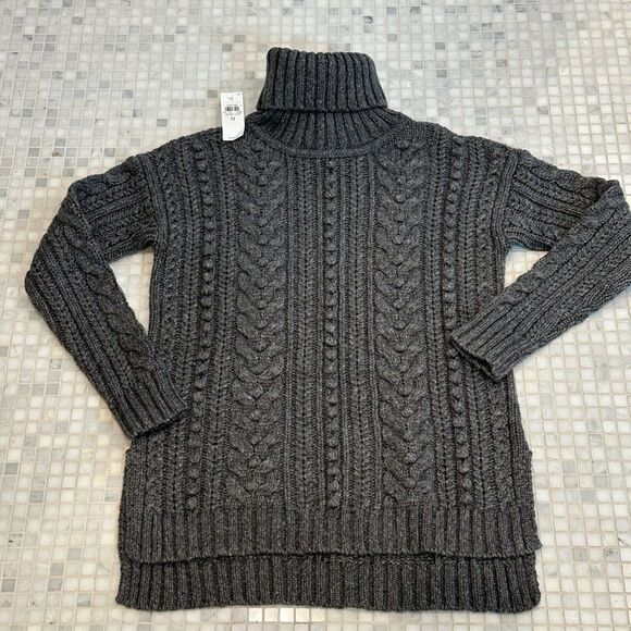 Ann Taylor Sweaters - Ann Taylor Ribbed Dark Gray Wool Blend Turtleneck Sweater NWT